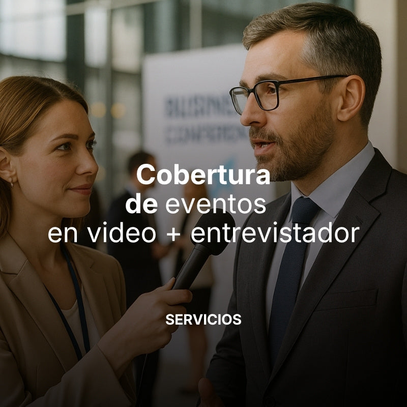 Cobertura de evento profesional + entrevistador profesional (2.5h)